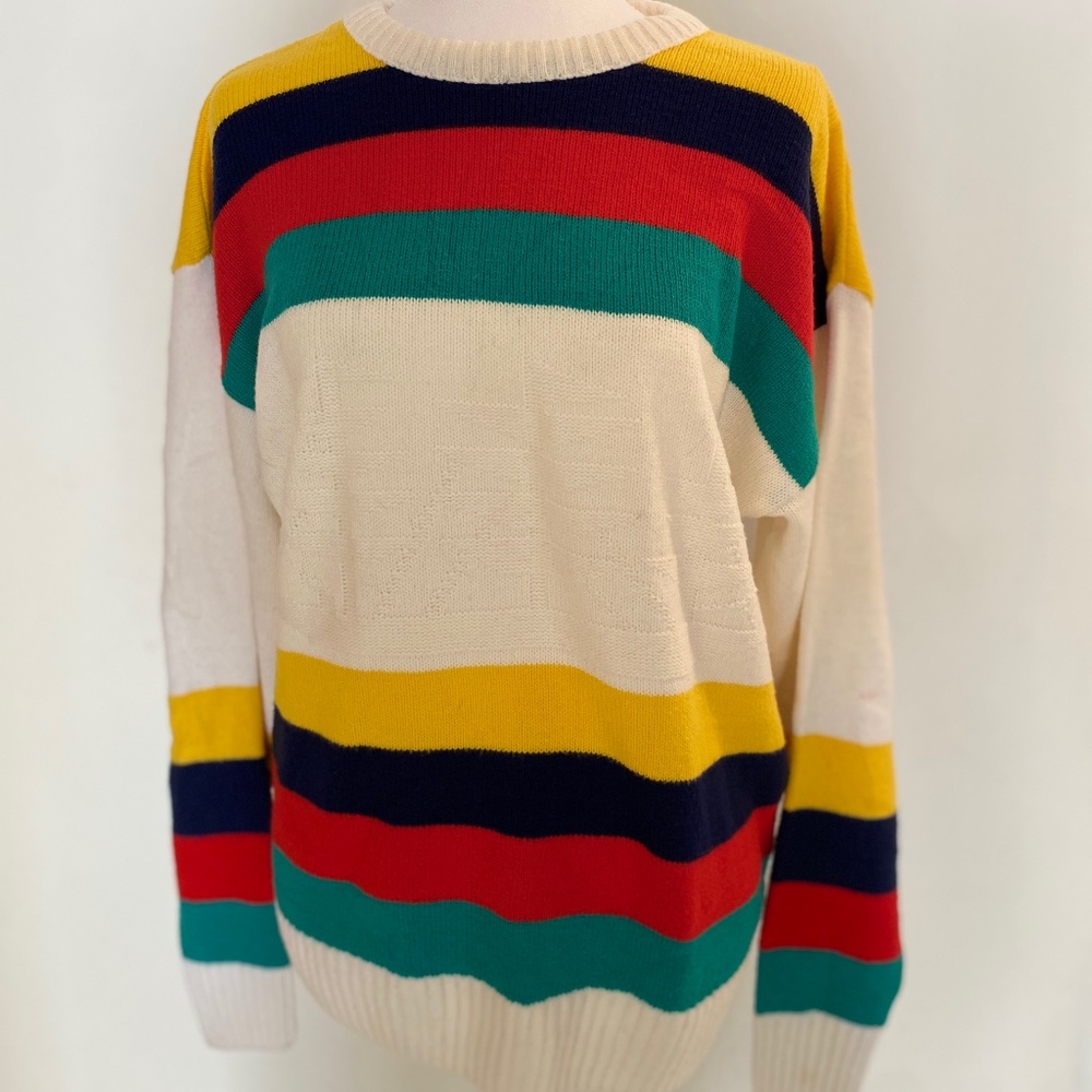 Vintage Boulevard Club - Women's Crew Neck Sweater -  Preppy Striped Pullover
